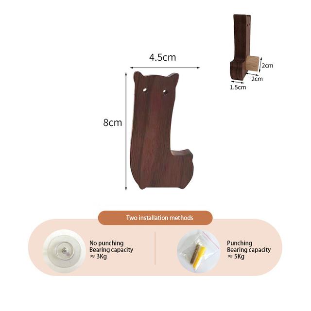 1pcs New Wooden Hook Creative Nordic Cute Animal Hook Wall Hanging Coat Hook Home Decoration Solid Wood Hook Kitchen Accessories