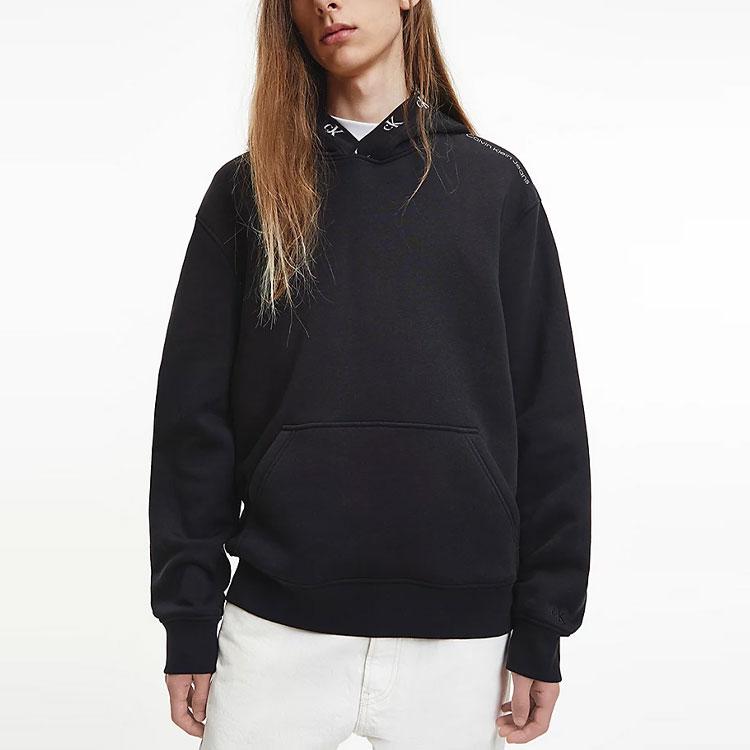 Calvin Klein Fw22 Solid Color Logo Embroidered Hoodie Unisex Hoodies Black J30J321883-BEH