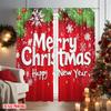 Flat Printing Merry Christmas Popular Curtain New Year Polyester Without Electricity Birthday Party Use Curtains Set Of 2 Made