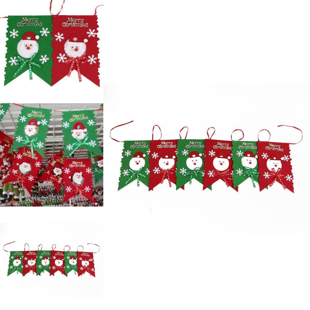Christmas Party Decorations With Santa Claus Pattern Festive Flag Banners For Holiday Celebration