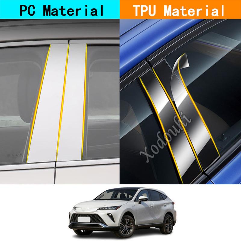 Car TPU/Glossy Mirror Pillar Post Cover For Toyota VENZA 2024 Door Trim Window Molding Stickers Accessories 8pcs