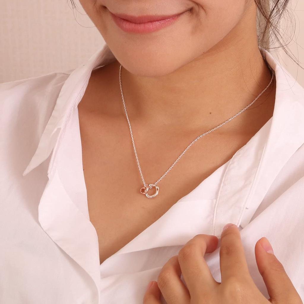 [The Kiss] Silver Pair Necklace Set of 2 Men's & Women's Matching Couple Set Gift Bag & Box Included SPD772DM-773DM