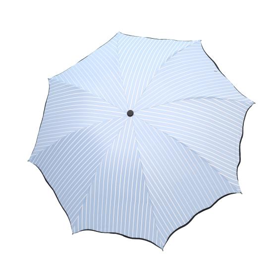 Striped Folding Umbrella with Wavy Edge, Sun Blocking UV Protection Travel Umbrella, Windproof Rainproof Portable Sun Rain Umbrella for Women