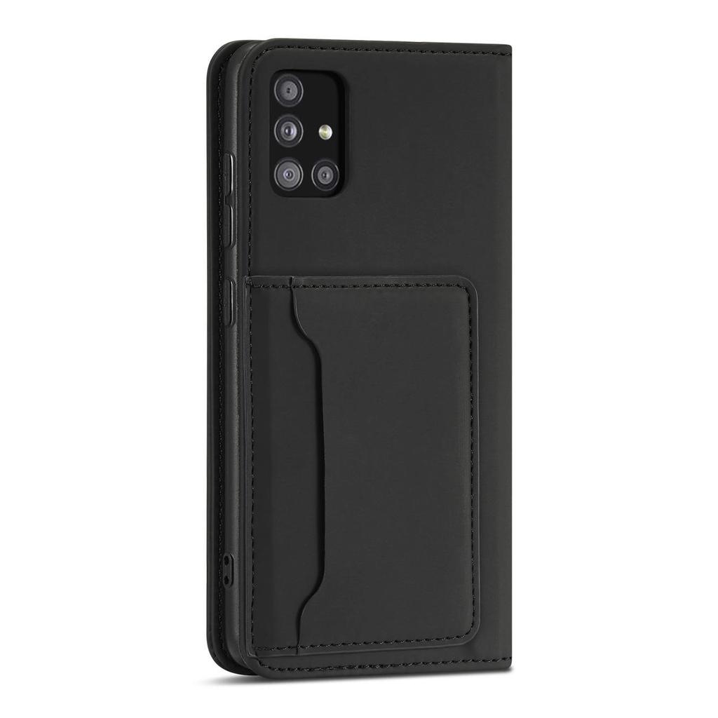 Magnet Card Case Etui Do Samsung Galaxy A12 5G Pokrowiec Portfel Na Karty Kartę Podstawka Czarny