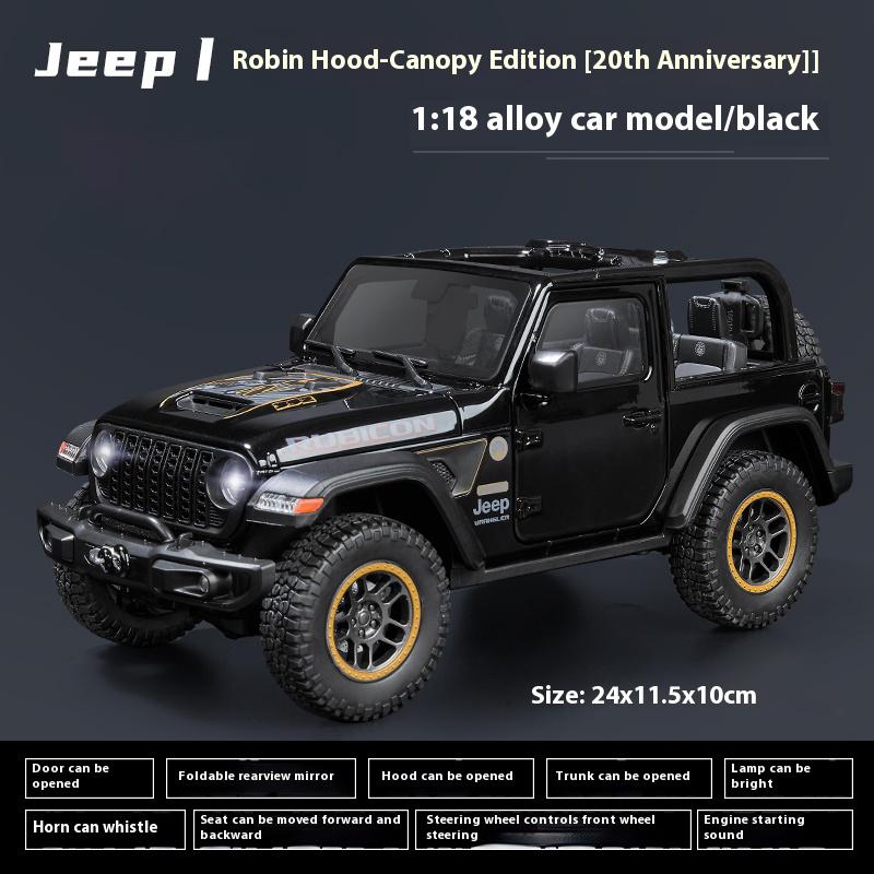 Escala 1/18 Jeep Wrangler Rubicon Versión Convertible SUV Todoterreno Modelo de Coche de Metal Fundido a Presión Juguetes para Niños Regalos de Cumpleaños