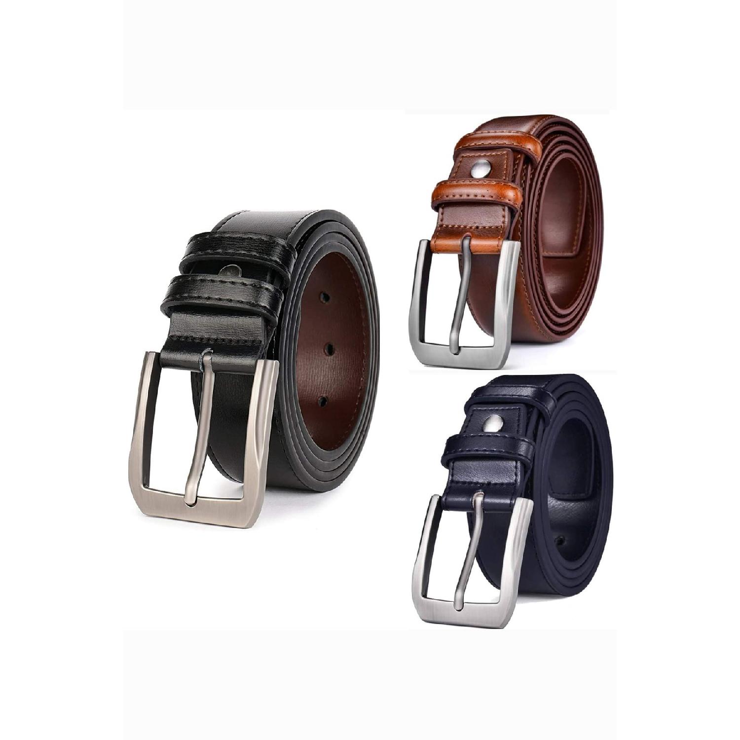 

Мужской кожаный ремень 3-участок черный таба темно-синий шов 4 см 105 CM