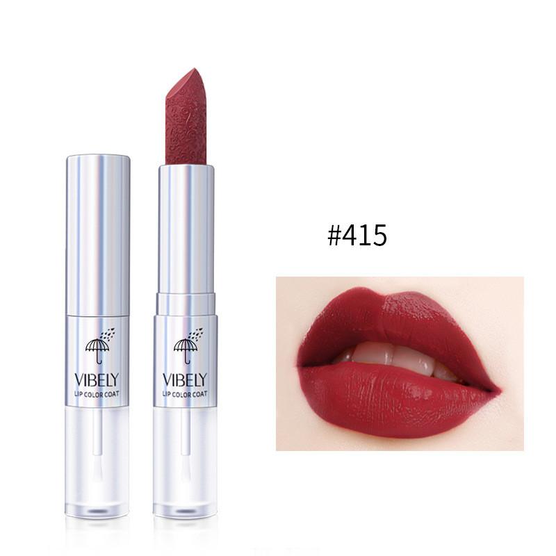 

Губная помада VIBELY с двойной головкой, антипригарная долговечная матовая положительная красная губная помада 999, жидкость для губ двойного назначения 2 в 1