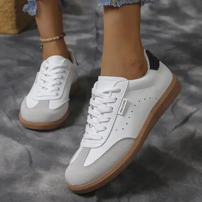 Zapatillas de moda casual de ante para mujer talla grande Zapatos con cordones Boca poco profunda Cómodos Zapatos de mujer Moda Antideslizante Zapatos de primavera y otoño