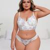 Sexy Übergröße Damen Weißes Spitzen-Unterwäsche-Set Raffinierter Träger-BH und Höschen Zweiteiliges Set