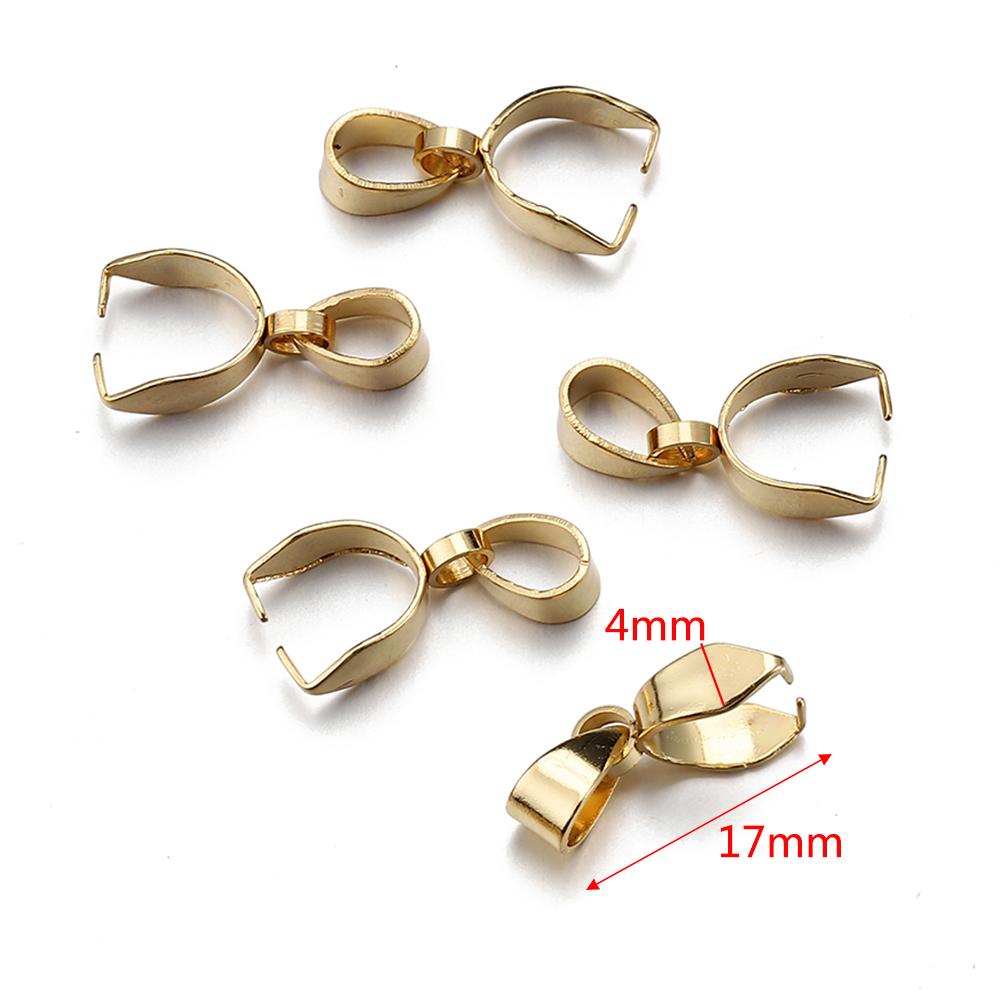 20pcs Stainless Steel Charms Pendant Clip Clasps Pinch Bail Clip for Necklace Pendant Connector DIY Jewelry Making Accessories