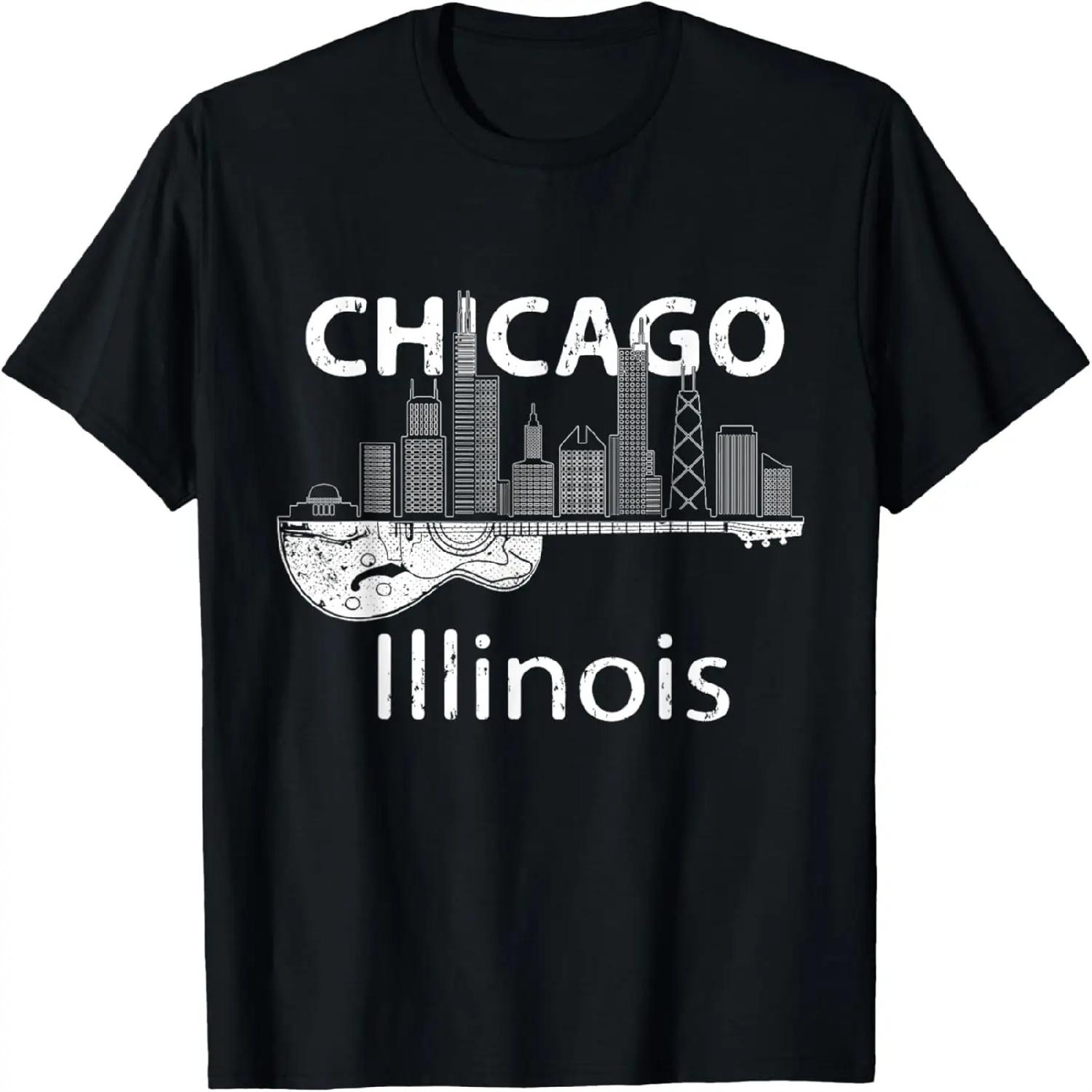 

Chicago Souvenir Men Illinois Music Electric Guitar T-Shirt XXXXXL різнокольоровий