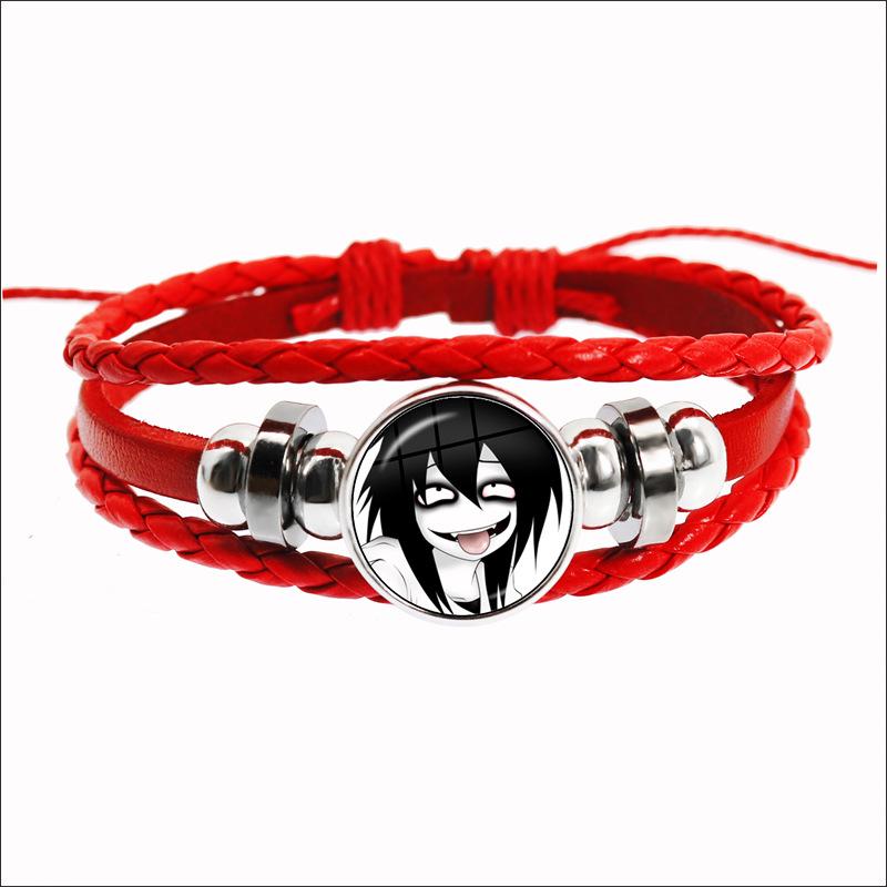 Fashion Accessory Gift For Kids Hot Creepypasta CREEPY PASTA TICCI TOBY Bracelet Glass Leather Bangle JEFF THE KILLER