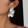 Vintage Metal Raised Flower Stud Earrings for Women 2025 New Trendy Gold Color Petal Personality Earrings Zircon Gifts