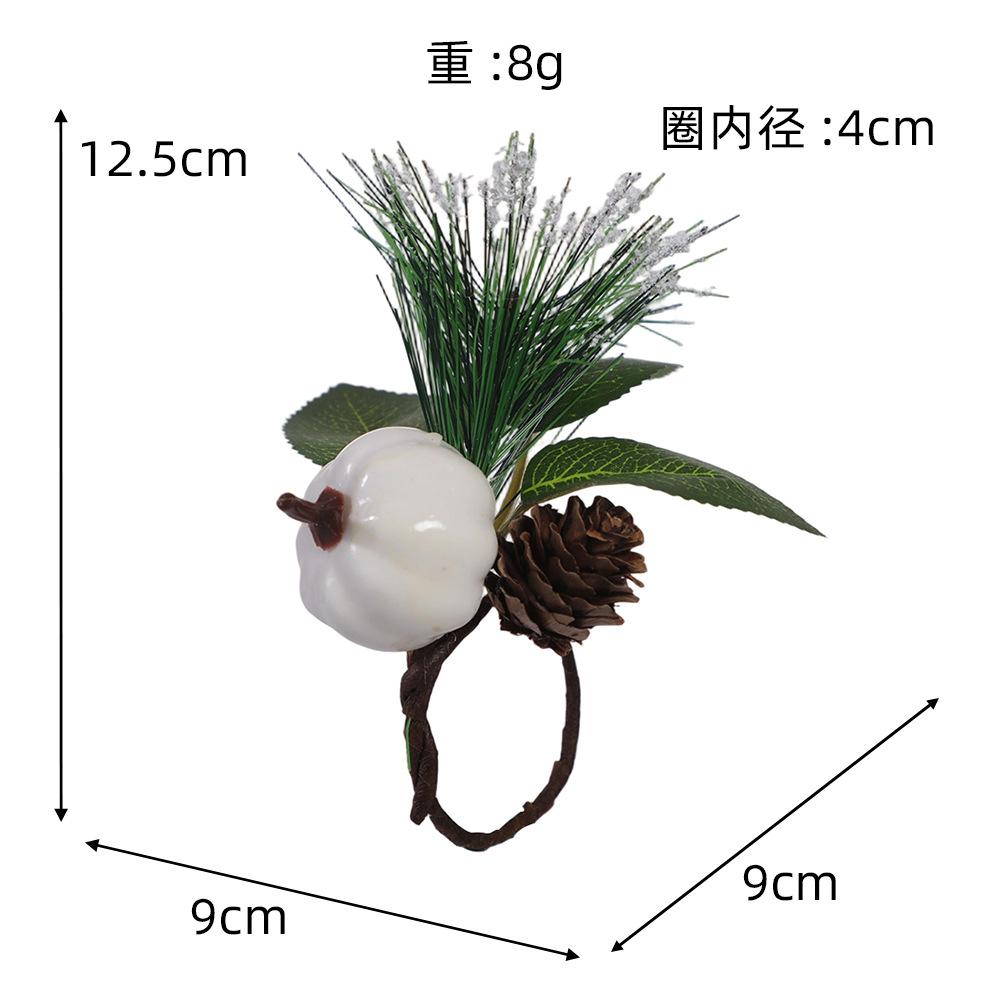 

Christmas Napkin Buckle Festival White Pumpkin Dress Napkin Ring Green Plant Pine Needle Cloth Towel Ring New Christmas Decorati