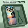Seaside Coconut Print Hand Strap Case For iPhone 17 Pro Max Hybrid TPU+PC Magnetic For Magsafe Matte Cover For iPhone 16 15 14 13 Pro Max