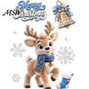 Christmas Window Clings 4Pcs Static Clings, Blue Santa Snowman Reindeer Penguin Winter Wonderland Wall Decals Stickers, Reusable Double Sided