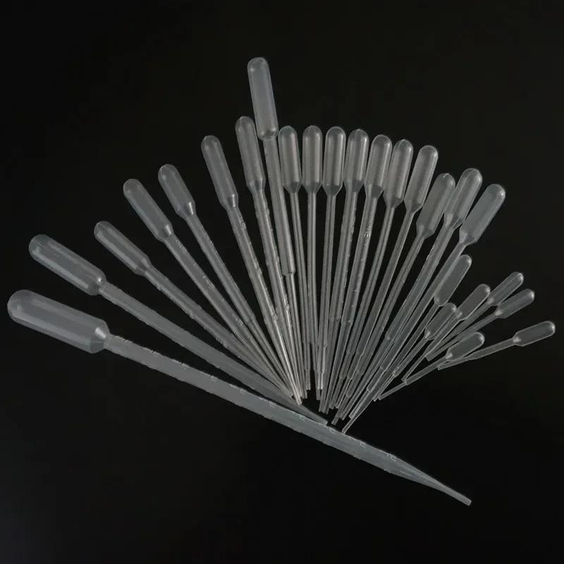 100 pezzi 0,2/0,5/1/2/3/5/10 ml Pipette da Laboratorio in Plastica Monouso Graduate Pasteur Pipette Contagocce Polietilene Strumenti per il Trucco