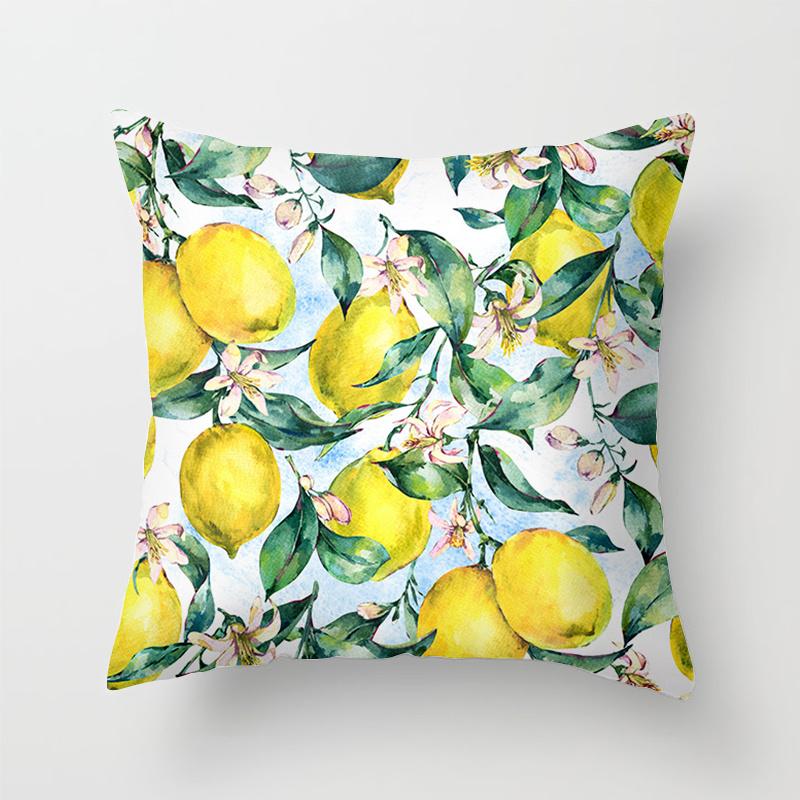 Home Decor Yellow Lemon Pattern Summer Cushion Cover Pillow Sofa Decorative