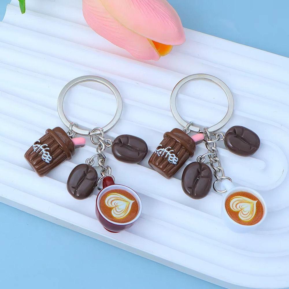 2PCS Mini Size Coffee Cup Keychain Coffee Shape Bag Pendant Mini Keychain Pendant  For Backpack