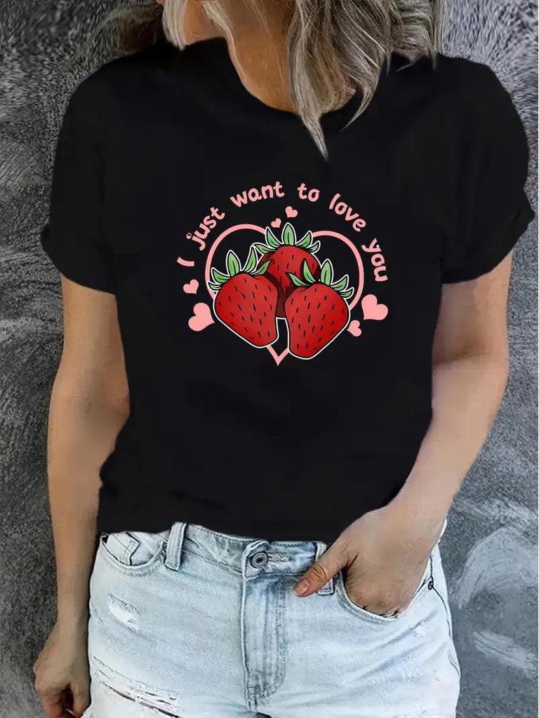 Women's Short Sleeve Cherry Print Top with Free Shipping