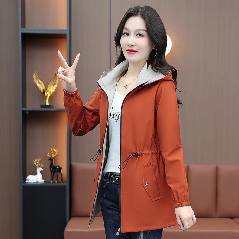 2025 Spring-Autumn Slimming Double-Sided Trench Coat: Waist-Cinching Petite Korean Style, Fashionable and Versatile Women's Outerwear.