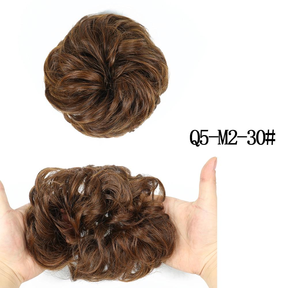 MISSQUEEN Messy Chignon Donut Hair Bun Pad Elastic Hair Rope Rubber Band Synthetic Hairpiece Black Gary Brown Color