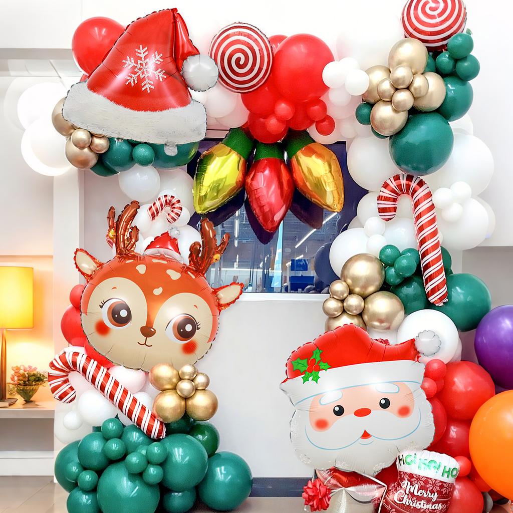 2/3pcs Christmas Balloons, Including Snowflake Santa Claus, Elk, and Christmas Hat Balloons, for Christmas Party Decorations