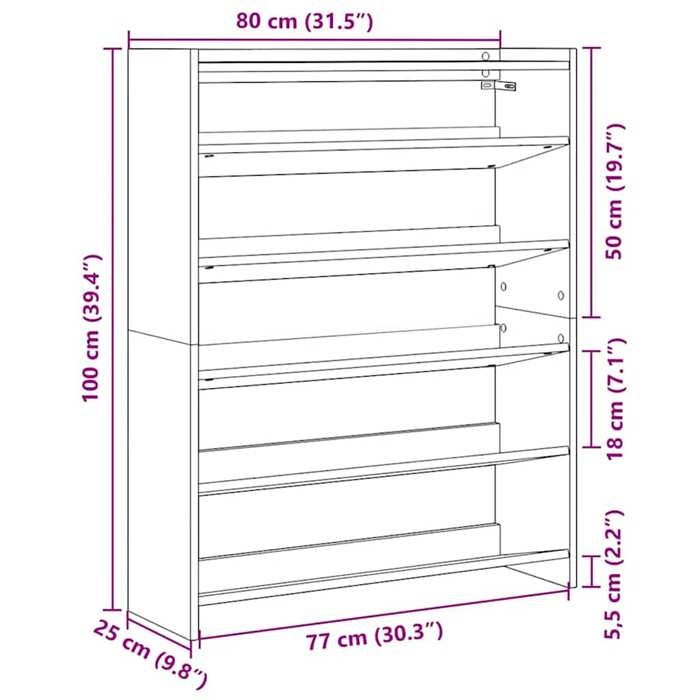 VidaXL Shoe Rack White 80x25x100 Cm Engineered Wood, Shoe Storage, Storage Cabinet of 859896