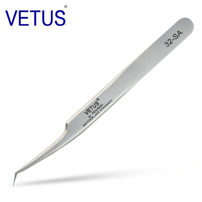 VETUS Original 32-SA Tweezers Hyperfine High Precision Non-magnetic Anti-acid Pincers Eyelashes Grafting Manicure ESD Forceps