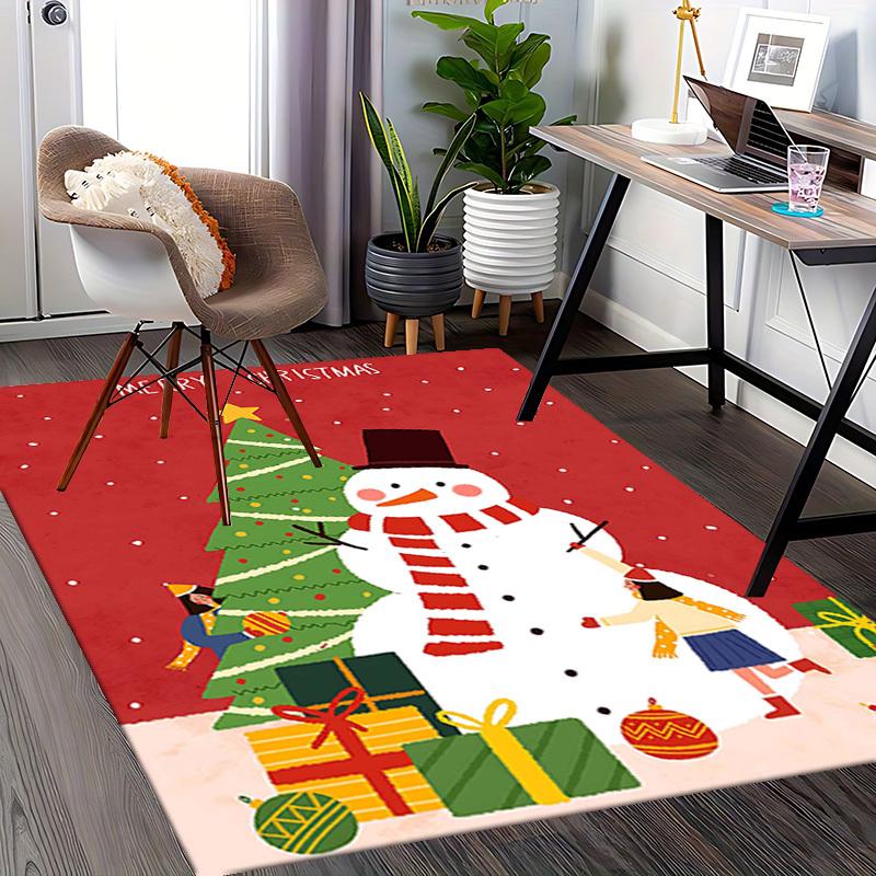 Christmas Snowman Chair Mat - Anime Cartoon Design, Non-Slip Carpet for Office, Home Decor, Living Room, Bedroom, Game Room & Dormitory.R095
