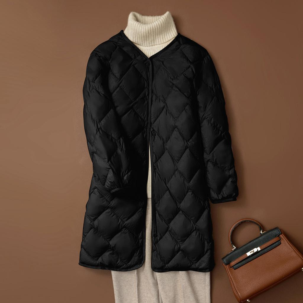 Damen Einfarbig Mittel Lang / Winter Langärmelig V-Ausschnitt Jacke