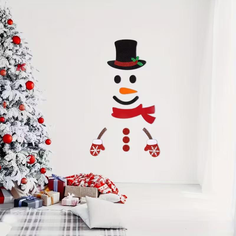 Christmas Door Window Stickers Cartoon Large Snowman Home Room Wall DIY Decals 2026 New Year Winter Party Decoration Supplies