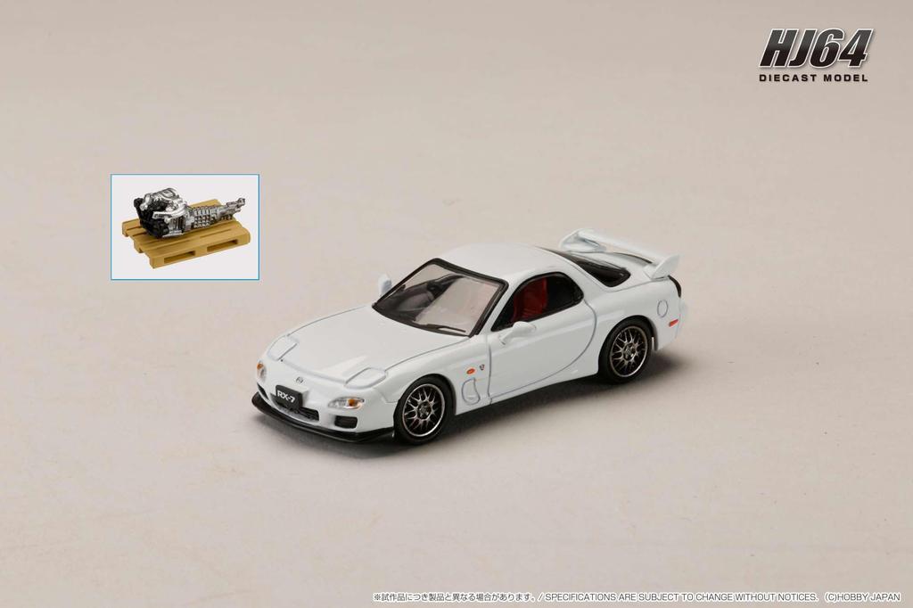 Mazda SPIRIT R TYPE A with Engine Display Pure White 1/64 RX-7 (FD3S) Model,