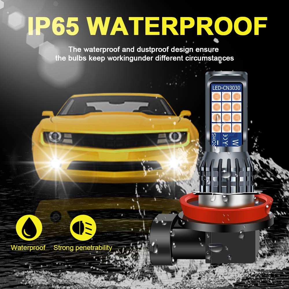 Yifengshun H11 Fog Light - H11 H16 H8 LED Fog Light Pink 12-36V Super Bright Plug and Play DRL (2pcs)