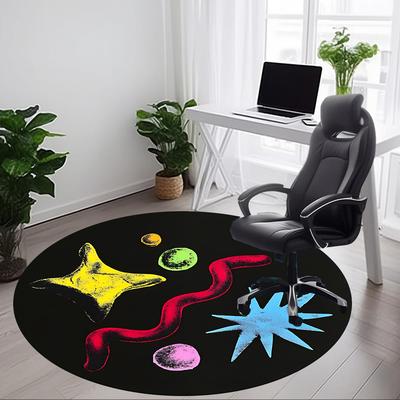 1pc Colorful Shapes Chair Carpet for Office, Round Non Slip Durable Large Size Office Carpet, Suitable for Office