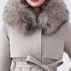 Women's Long Reversible Down Jacket with Raccoon Fur Collar
