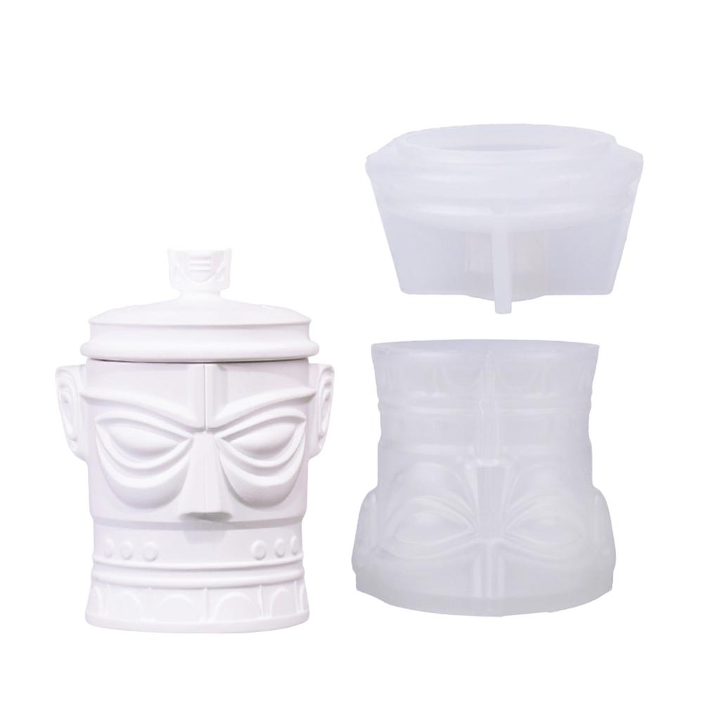 Silicone Mould for Candle Making and Resin Art Sanxingdui Mask Storage Cup Crafting Nordic Designs Home Decoration
