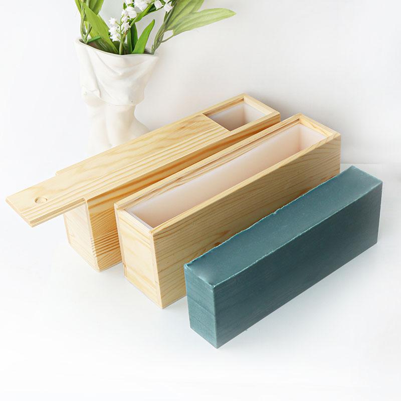 1200ml Silikon Seifenform Rechteckig Holzbox Mit Deckel DIY Kuchen Toast Brot Backzubehör Handwerk Seifenherstellung Form Gussform