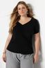 Women's Fashion Plus Size Blouse Polo Neck Short Black Corduroy Shirt Collar Knitted Blouse