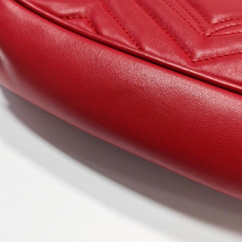 [Pre-Owned] Gucci GG Marmont Small Matelassé Shoulder Bag 'Red' - Good #MA4NP8