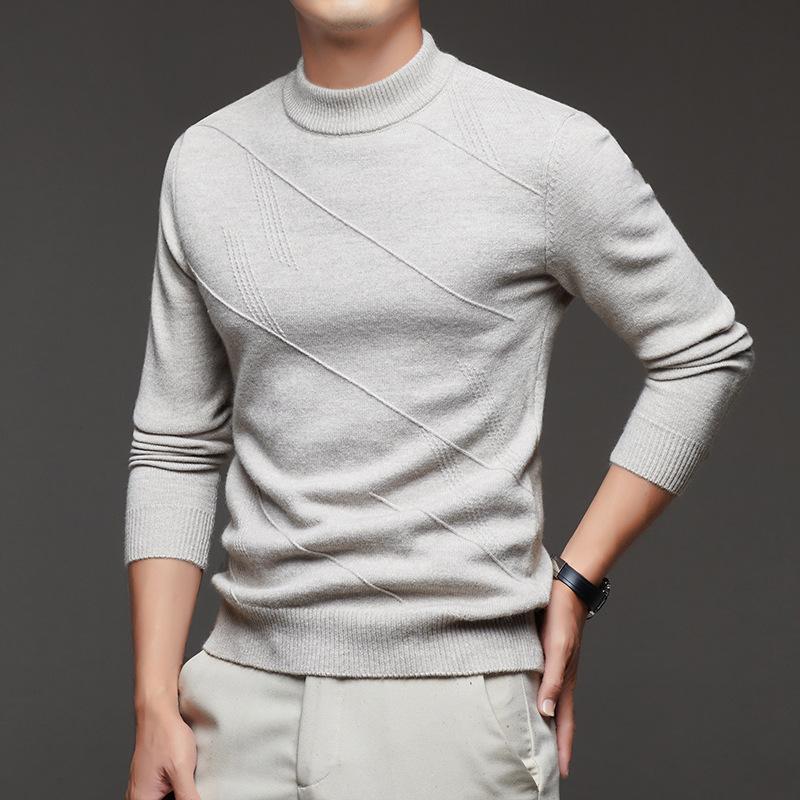 Herren Dicker Jacquard-Strickpullover - Herbst/Winter Warme Basisschicht für Väter mittleren Alters