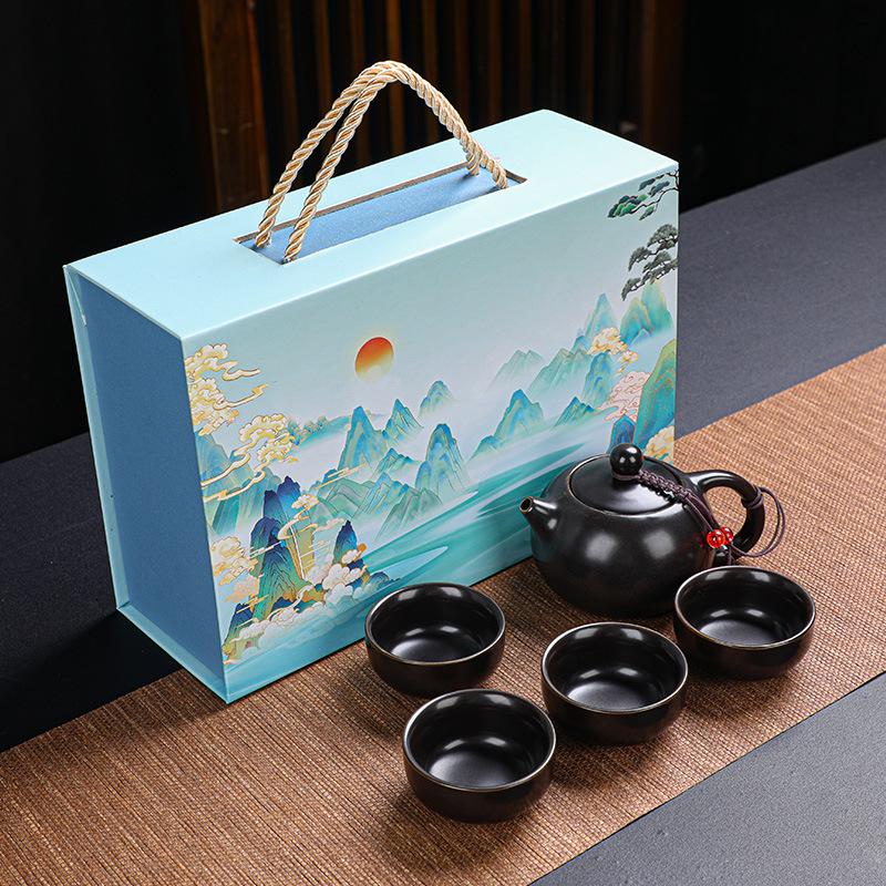 Ceramic Kung Fu Tea Set Company Opening Annual Meeting Souvenir Business Gift Printing