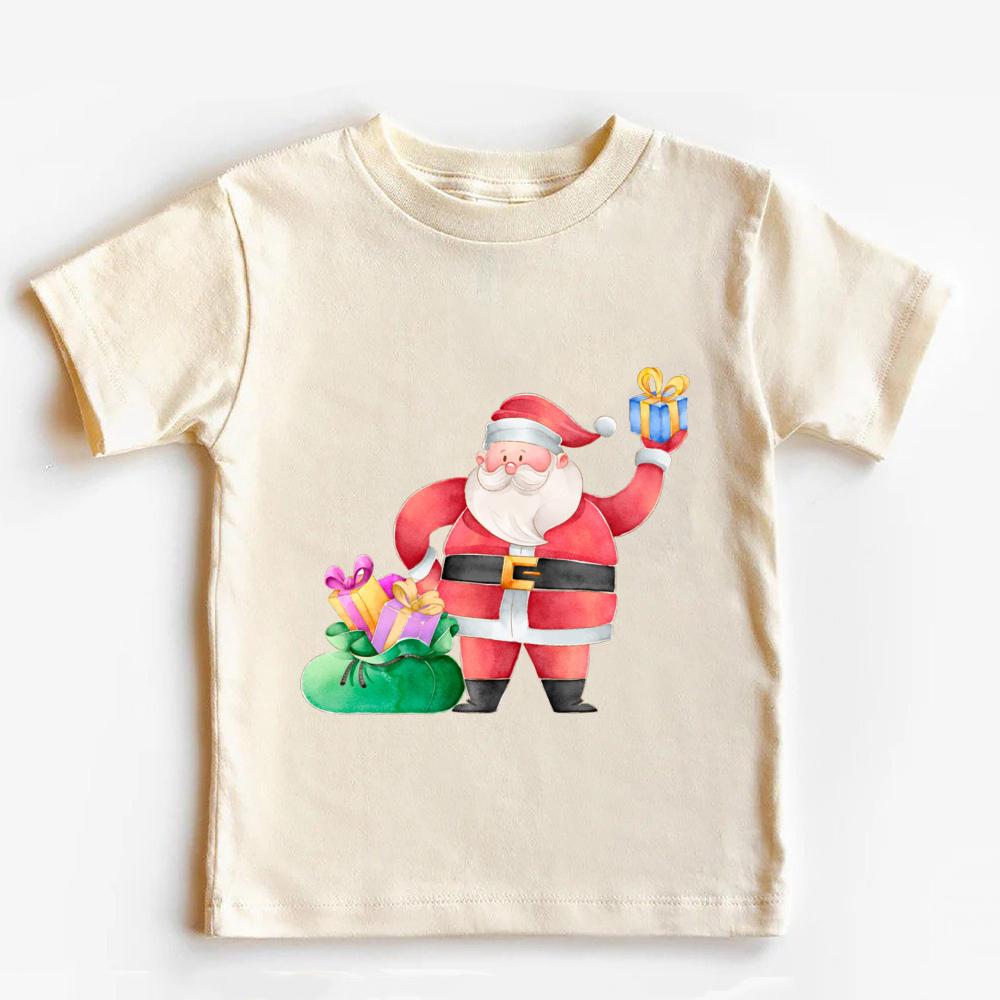 Christmas Santa Claus Cotton Kids T Shirt Retro Christmas Shirt for Kids Merry Xmas Toddler Infant Tops Clothes