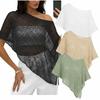 Thin Lightweight Fabric Cape Shawl Cover Up Irregular Cut Design Sheer Mesh Top  Summer Season