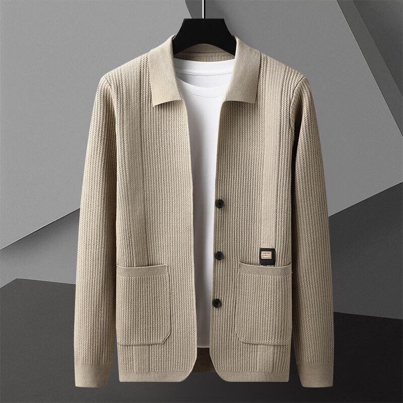 ROMON Men's 2026 Autumn Polo Collar Cardigan Sweater