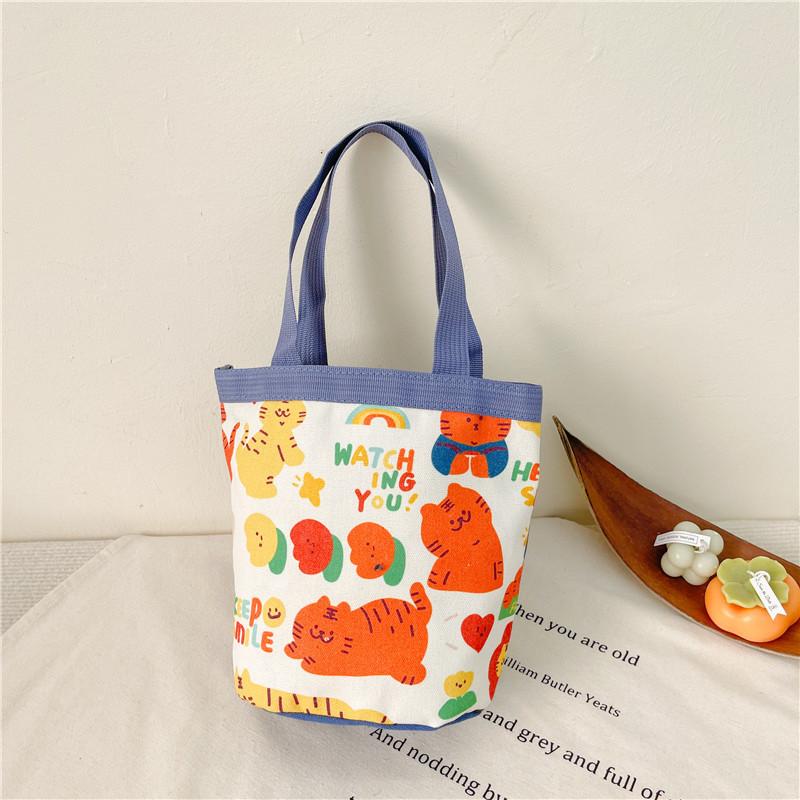 Bag Canvas Childrens With Cartoon Tiger Pattern And Single Shoulder Strap For School