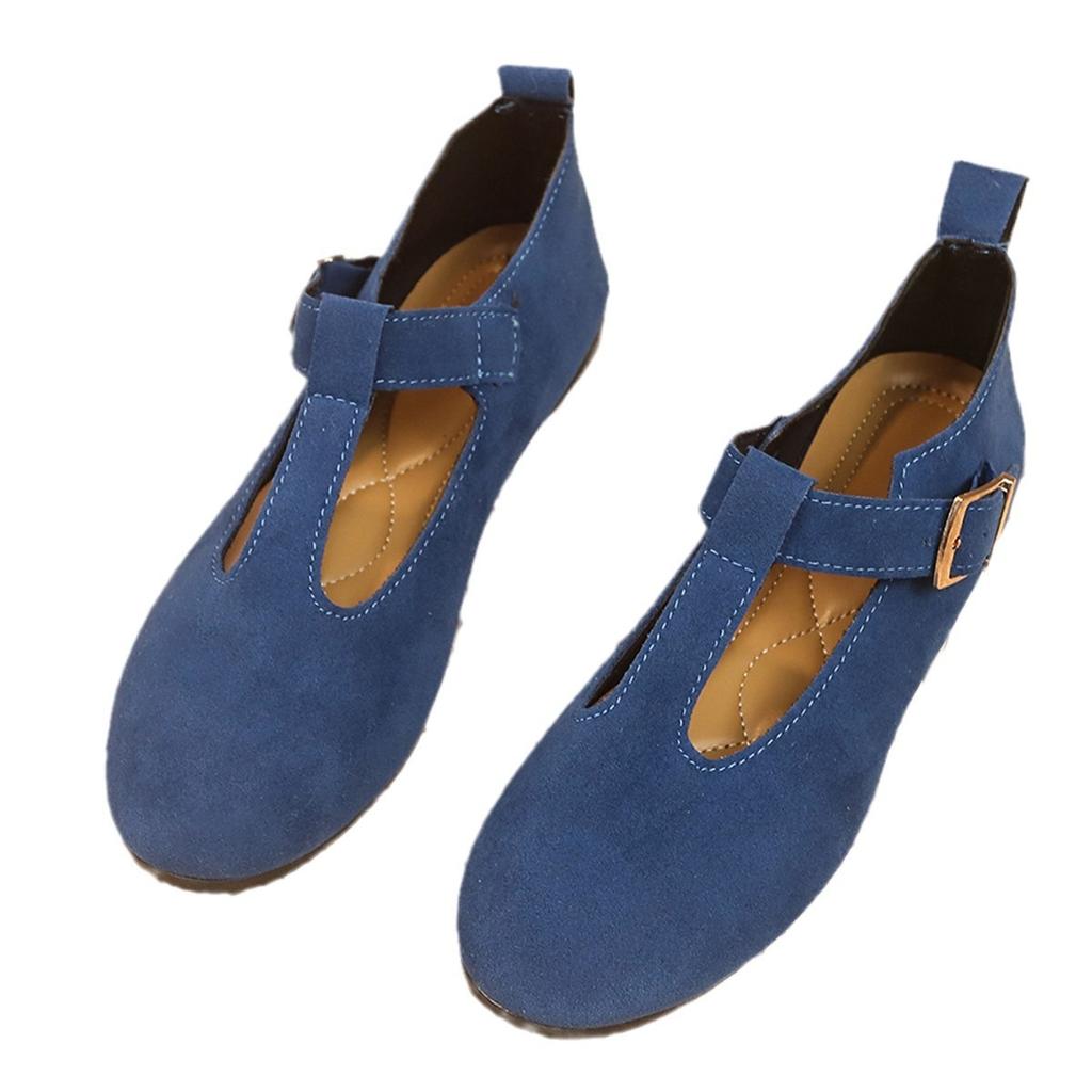 2025 large size flat-soled single shoes 2024 autumn new casual outer wear round head light shallow mouth single shoes women