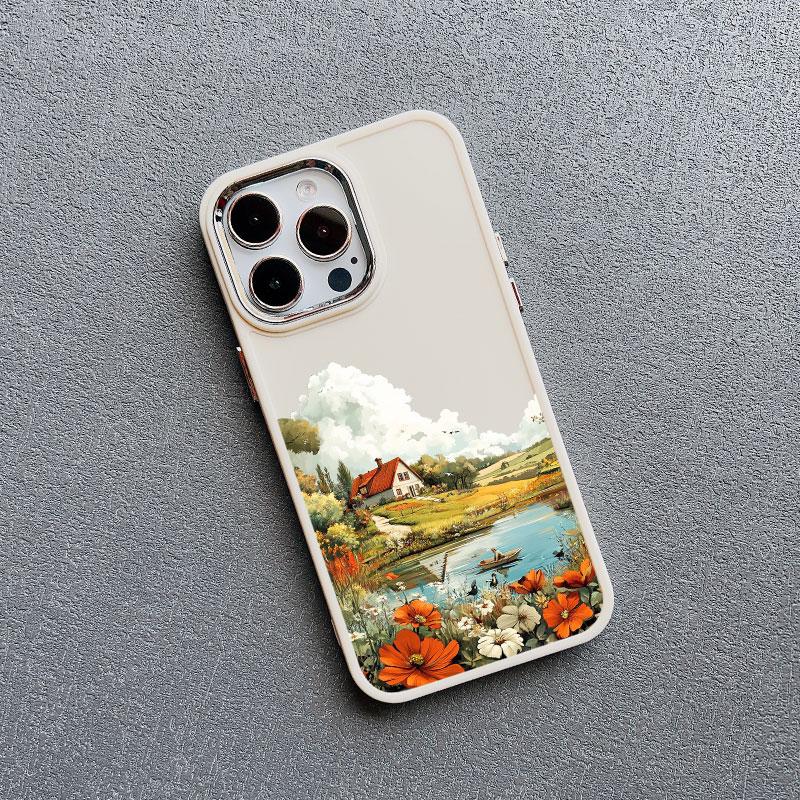 

Countryside Scenery Painting Stylish Silicone Phone Case For iPhone 15 14 13 12 11 Pro Max 16 Pro Max Plus XR XS X 7 8 SE2 Cover iphone 16
