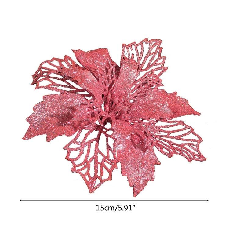 Artificial Glitter Christmas Flower Set of 6 Decorative Wreaths Wedding Party