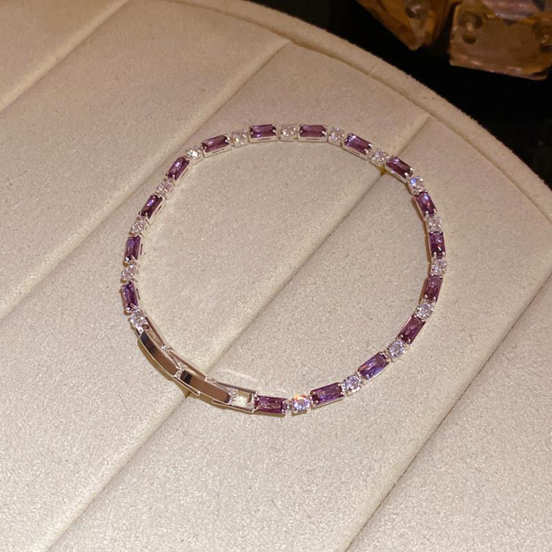 Korean Zircon Square Link Bracelet With Elegant Geometric Design For Women